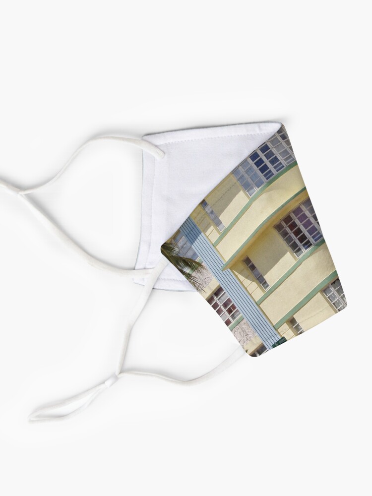 Alternate view of Corner of Yellow Miami South Beach Art Deco Building Mask