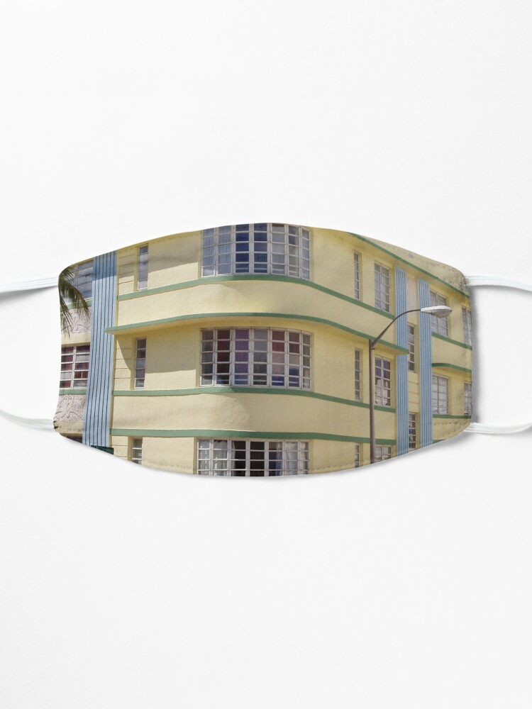 Alternate view of Corner of Yellow Miami South Beach Art Deco Building Mask