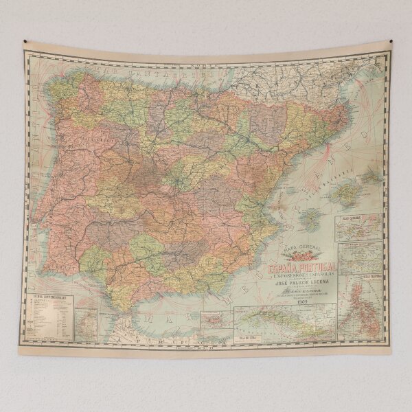 Item preview, Vintage Map of Spain & Spanish Territories (1909) designed and sold by BravuraMedia.