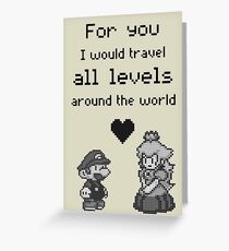 Pixel Mario and Peach Greeting Card