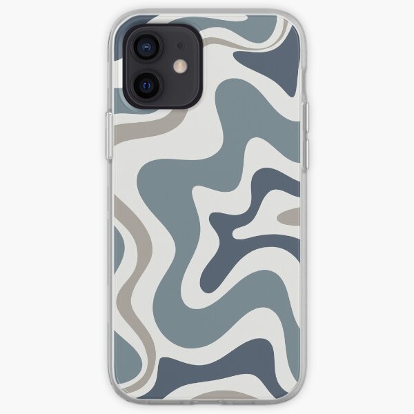Liquid Swirl Contemporary Abstract in Neutral Blue Grey on Nearly White iPhone Soft Case