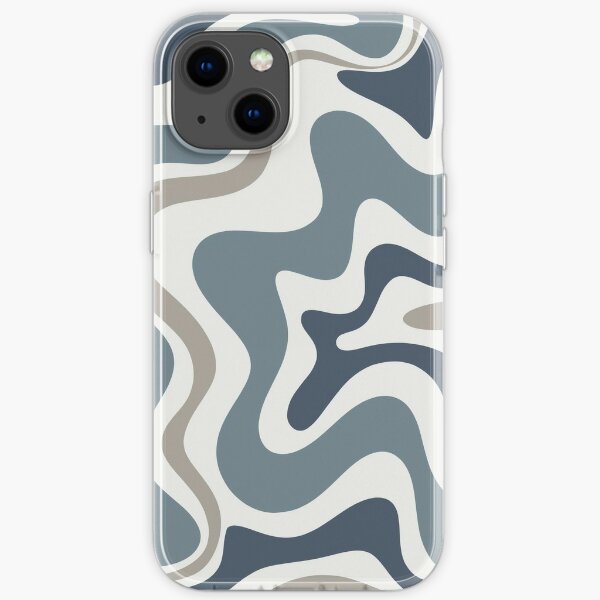 Liquid Swirl Contemporary Abstract in Neutral Blue Grey on Nearly White iPhone Soft Case