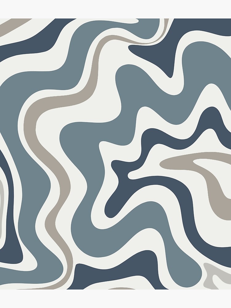 Liquid Swirl Contemporary Abstract in Neutral Blue Grey on Nearly White by kierkegaard