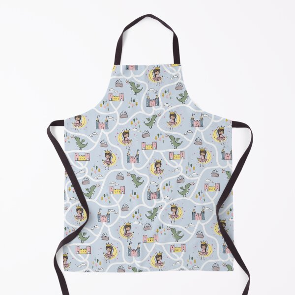 Item preview, Childish seamless pattern with princess and dragon blue background designed and sold by Arch4Design.