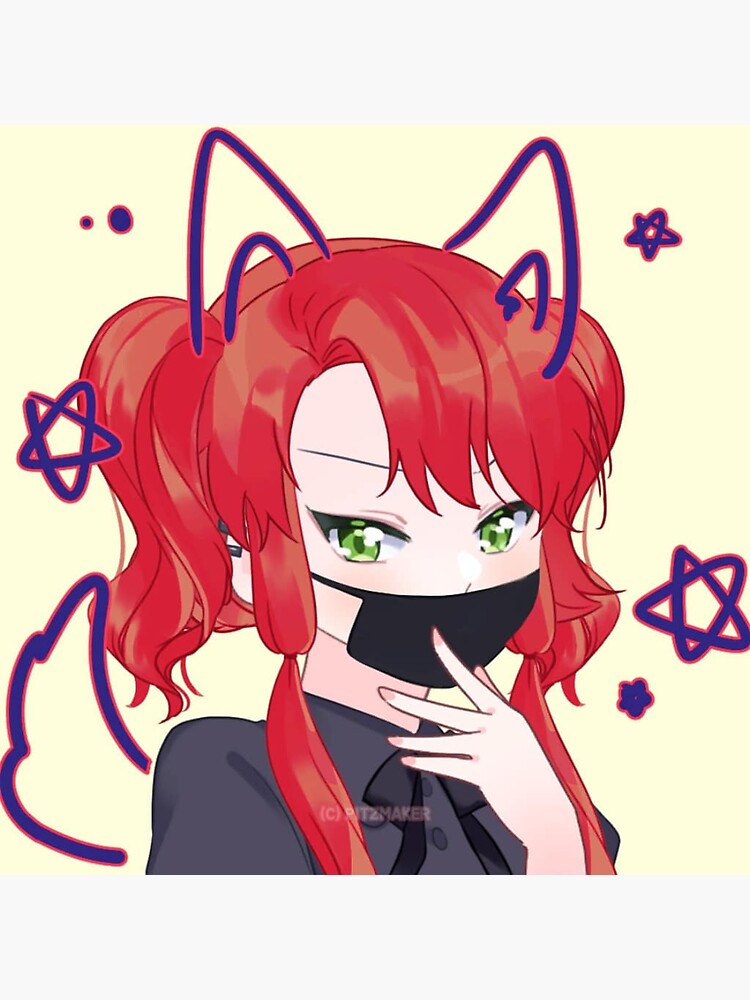 Anime Redhead Goth Girl With Graffiti Sticker For Sale By Thefanservice Redbubble