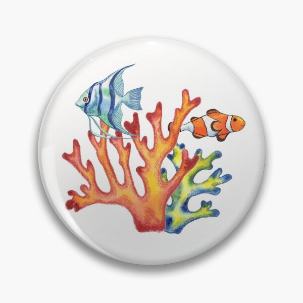 Item preview, Angelfish and Clownfish Fish in Corals Watercolor designed and sold by Irina Sztukowski.