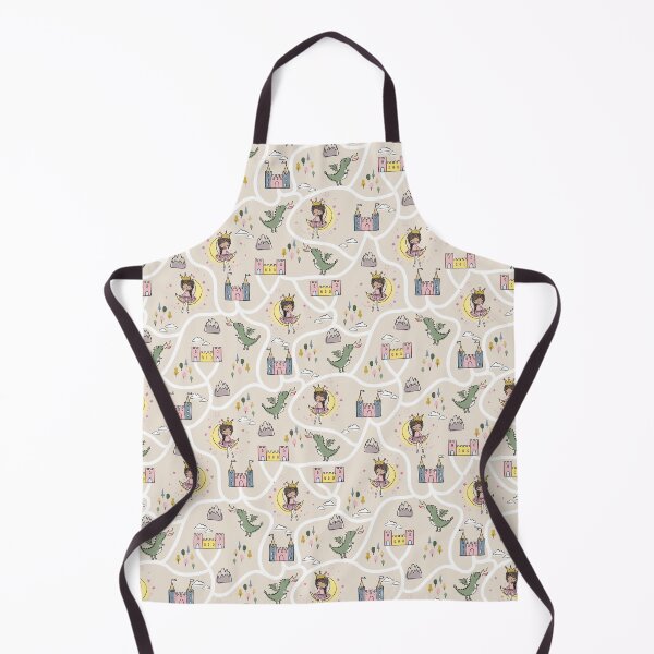 Item preview, Childish seamless pattern with princess and dragon beige background designed and sold by Arch4Design.