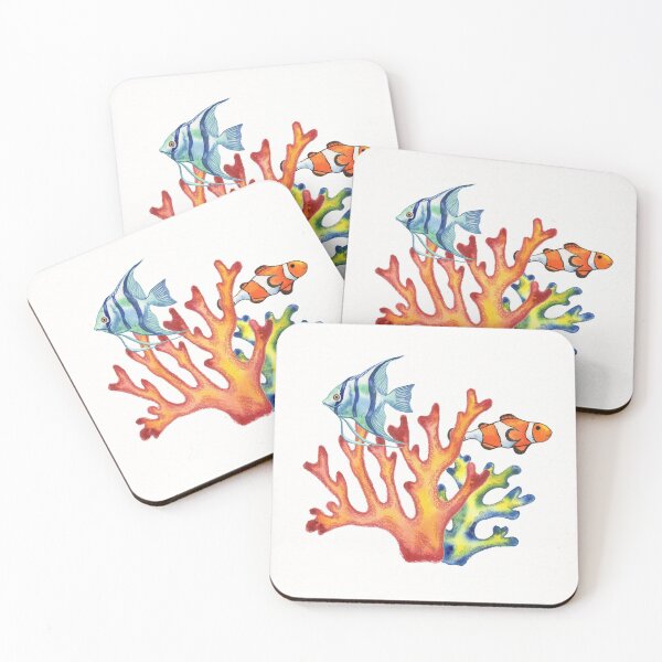 Item preview, Angelfish and Clownfish Fish in Corals Watercolor designed and sold by Irina Sztukowski.