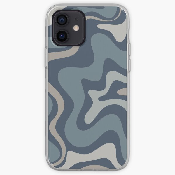 Liquid Swirl Contemporary Abstract in Neutral Blue Grey iPhone Soft Case