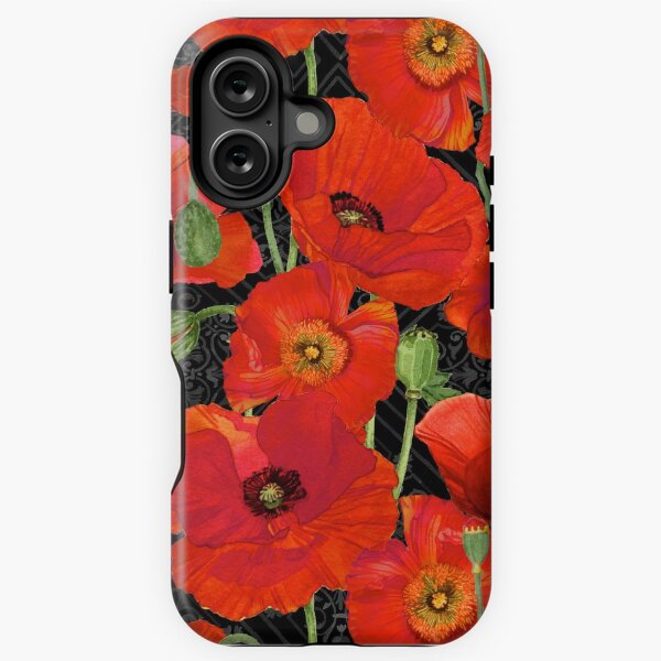 Red Poppies Allover Pattern iPhone Tough Case