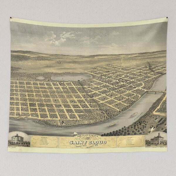 Item preview, Vintage Map of St Cloud MN (1869) designed and sold by BravuraMedia.