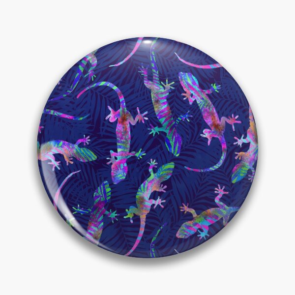 Item preview, Navy Opalescent Summer Geckos designed and sold by Carolina Diaz.