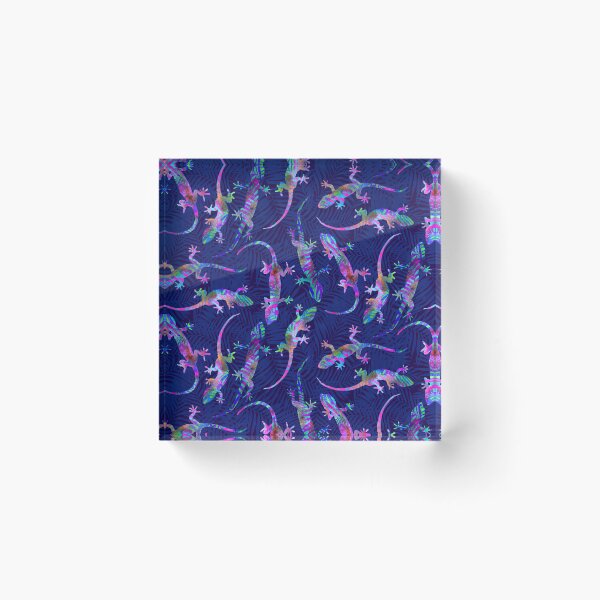 Item preview, Navy Opalescent Summer Geckos designed and sold by Carolina Diaz.