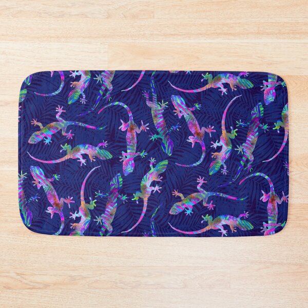 Item preview, Navy Opalescent Summer Geckos designed and sold by Carolina Diaz.