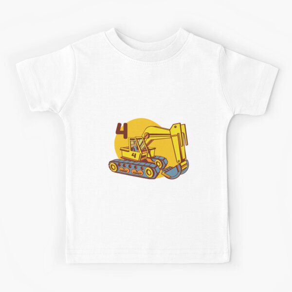 3e verjaardag 3 jaar oude verjaardag Diggers Crane Loader Bulldozer graafmachine Dump Truck Roller Korte mouw kids t-shirt Kleding Unisex kinderkleding Tops & T-shirts 