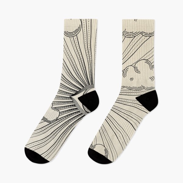 Item preview, Radiant eye minimal sky scene with clouds - black lines on neutral designed and sold by misentangled.