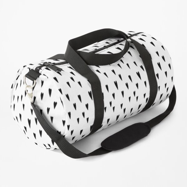 Little Black Doodle Hearts Duffle Bag