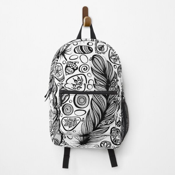 Item preview, Monochrome Seamless Pattern with Sea Pebbles and Feathers designed and sold by lissantee.