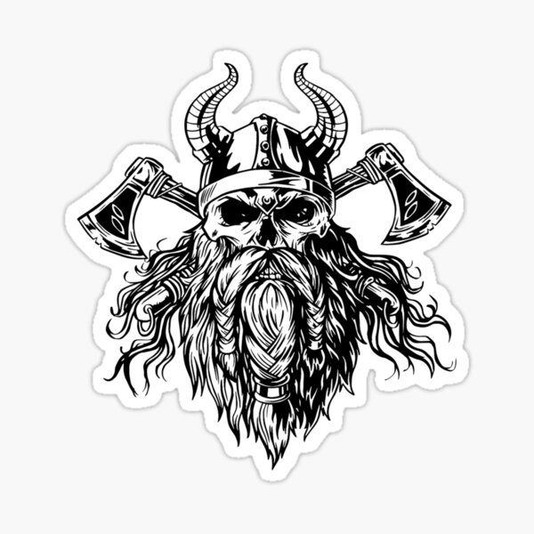 Viking Skull With Beard  Sticker