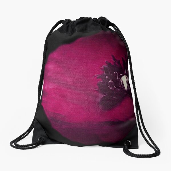 Poppy on Black Drawstring Bag