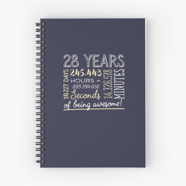 Item preview, 28th Birthday Gifts - 28 Years of being Awesome in Hours & Seconds designed and sold by betternotes.