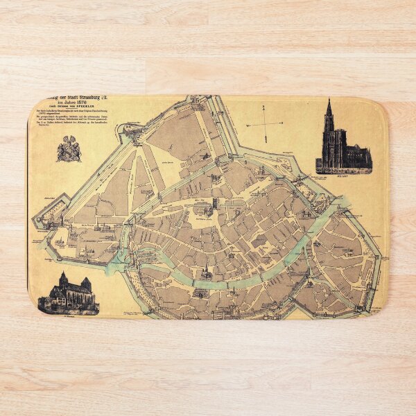 Item preview, Vintage Map of Strasbourg France (1890) designed and sold by BravuraMedia.