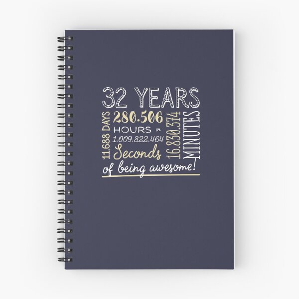 Item preview, 32nd Birthday Gifts - 32 Years of being Awesome in Hours & Seconds designed and sold by betternotes.