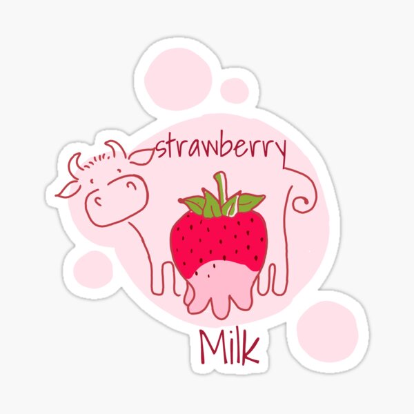 Kawaii Strawberry Cow Matte Vinyl Sticker Stickers Cute  Etsy