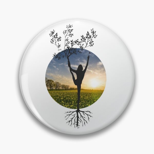 Artikelvorschau, mit diesem friedlichen Yoga-Baum mit Sonnenuntergang-Design entworfen und verkauft von Cool-Cat-POD.