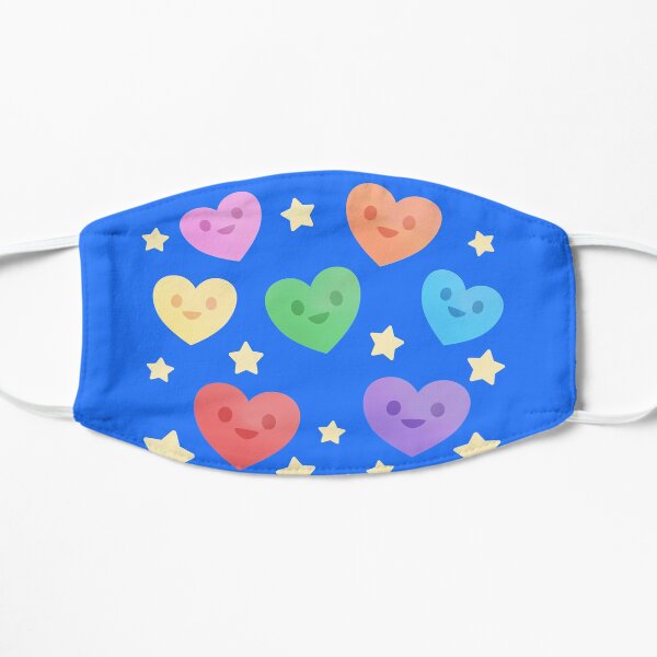 Happy Little Rainbow Hearts Flat Mask
