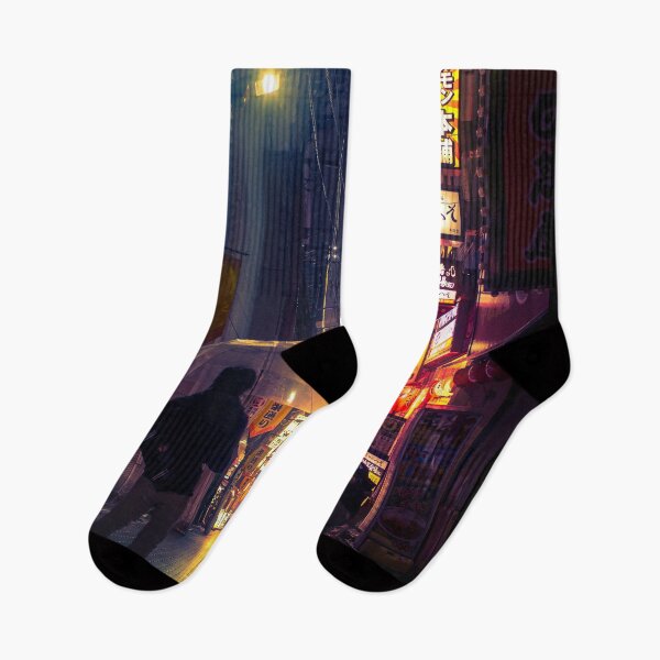 Item preview, Neon Noir Street Reflecting the warm yellow and orange light from the bar area. designed and sold by TokyoLuv.