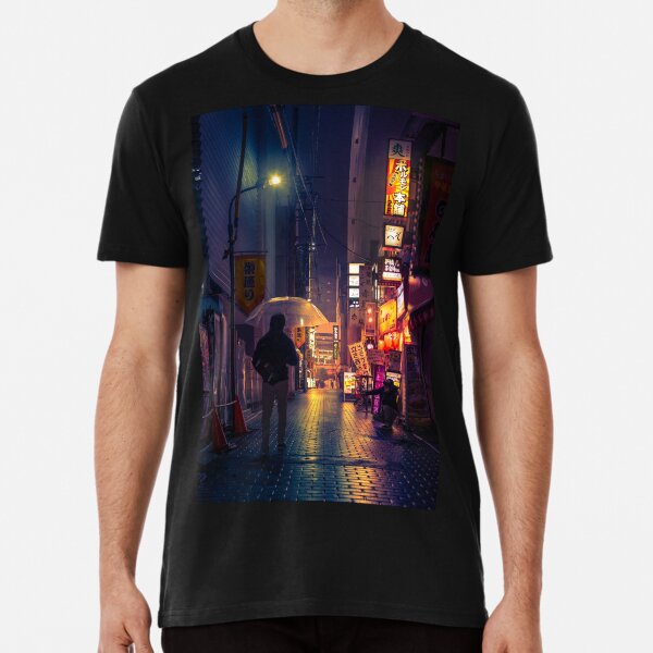 Item preview, Neon Noir Street Reflecting the warm yellow and orange light from the bar area. designed and sold by TokyoLuv.