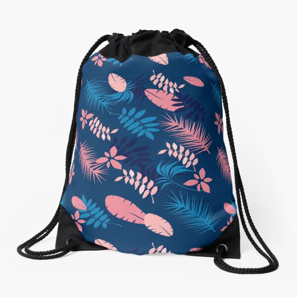 Blue Summer Perennial Drawstring Bag