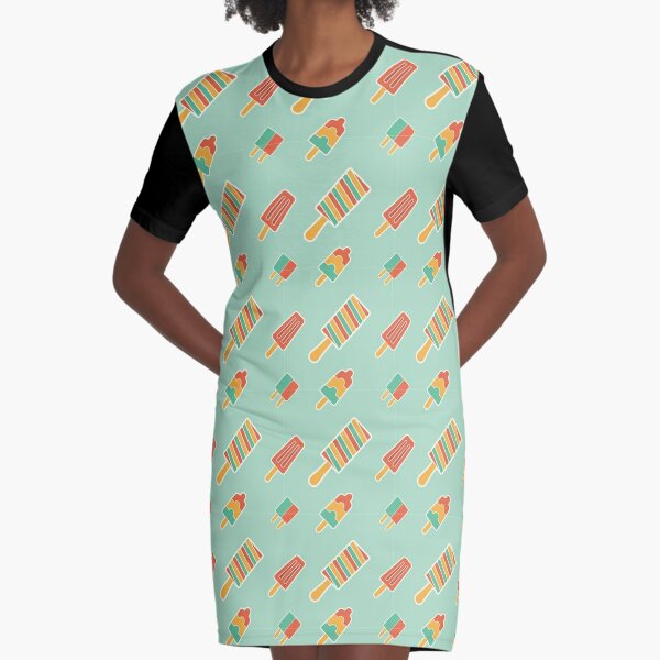 Multi-coloured Ice-Lollies Graphic T-Shirt Dress