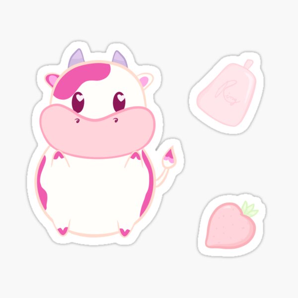 Strawberry Cow Cute Pink Cow Trend Kawaii Otaku Art Print by Tee Llama