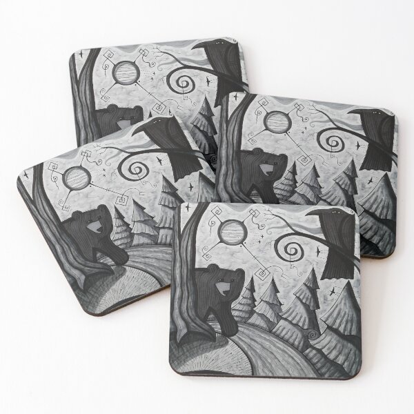 Item preview, Bear and Raven in the Woods designed and sold by ArtistDavidKing.