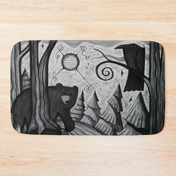 Item preview, Bear and Raven in the Woods designed and sold by ArtistDavidKing.