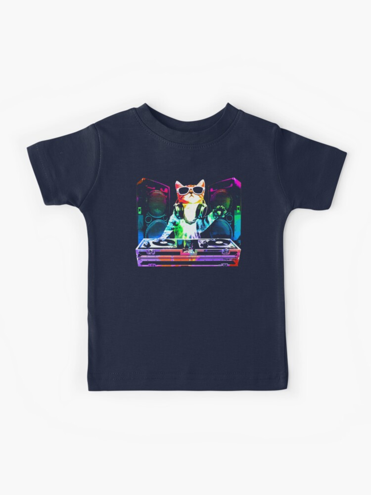 DJ Kitty Kids T Shirts Boys Girls Teen V 