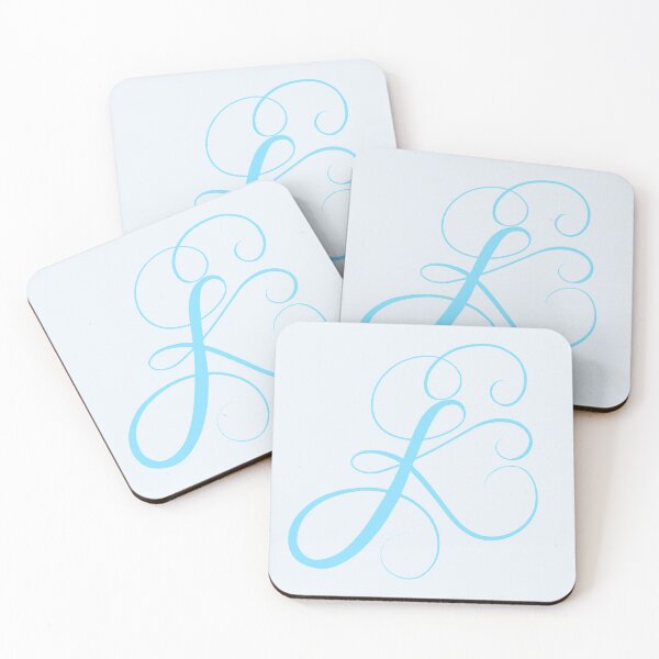 Item preview, K - Blue Curclicue Calligraphy designed and sold by doodlegraphy.