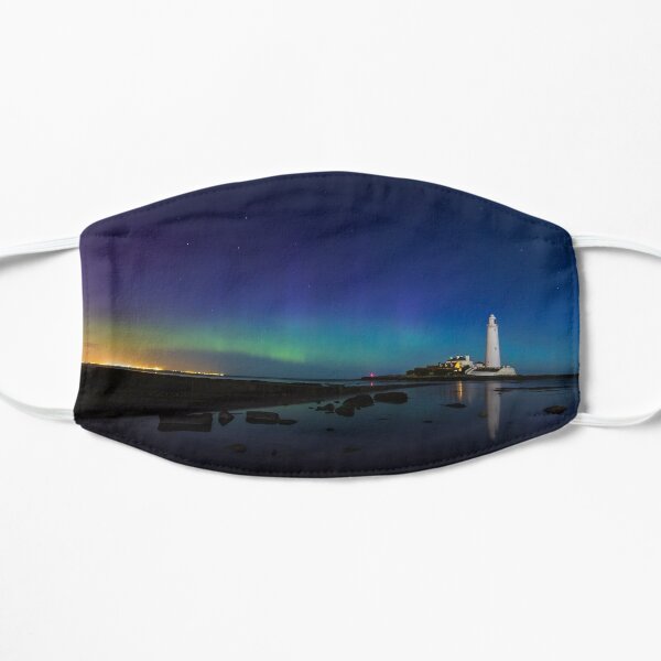 Aurora at St Marys lighthouse Flat Mask