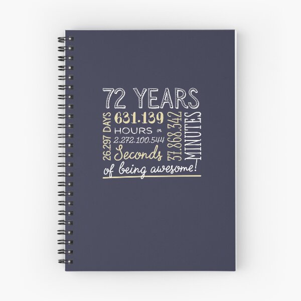 Item preview, 72nd Birthday Gifts - 72 Years of being Awesome in Hours & Seconds designed and sold by betternotes.