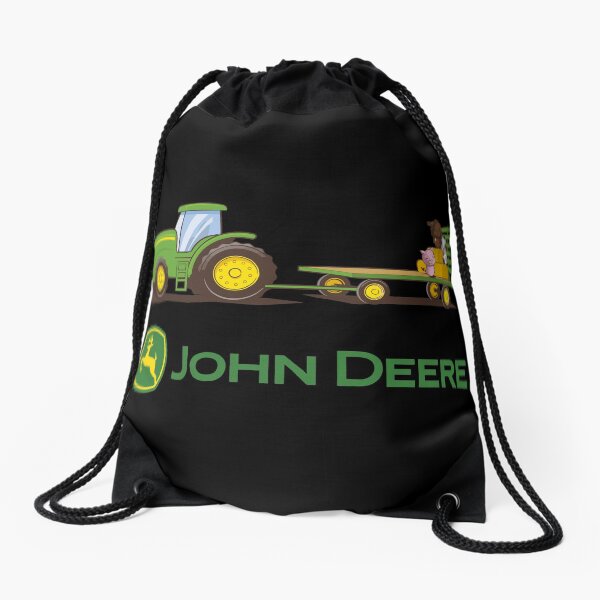 Drawstring Backpack Green Tractor Gym Bag