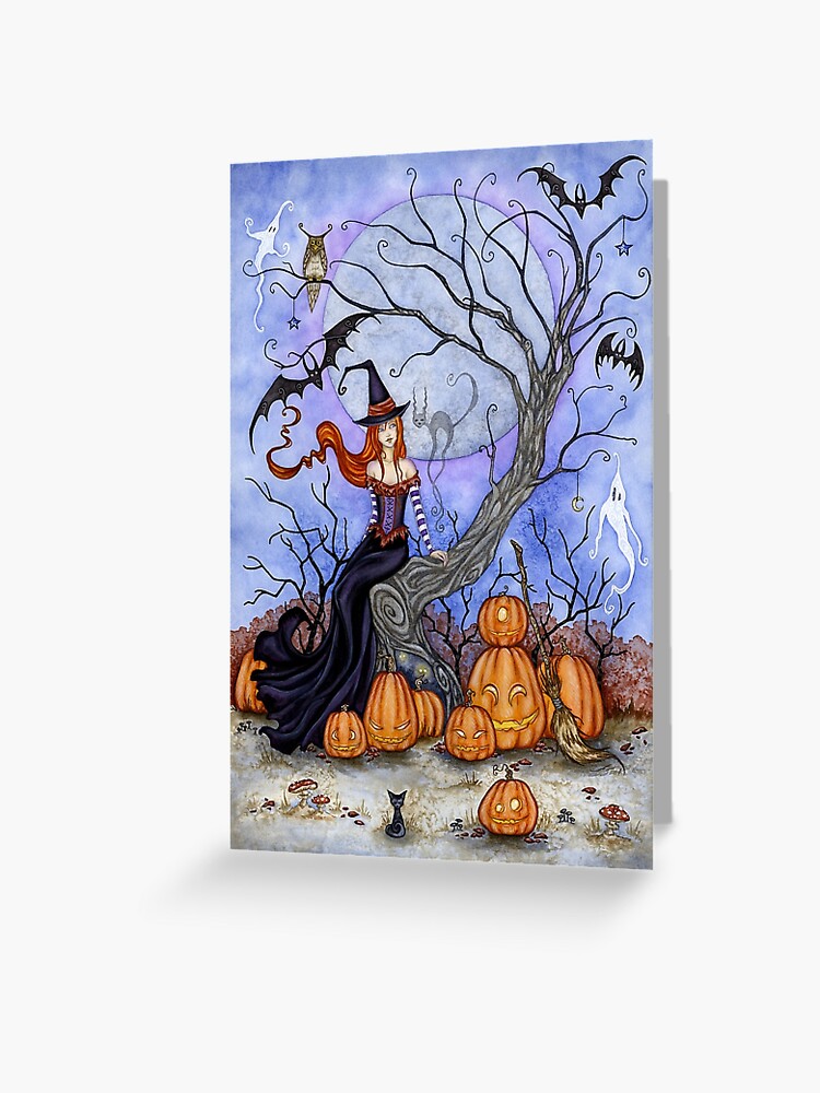 Thumbnail 1 of 2, Greeting Card, The Halloween Tree designed and sold by AmyBrownArt.