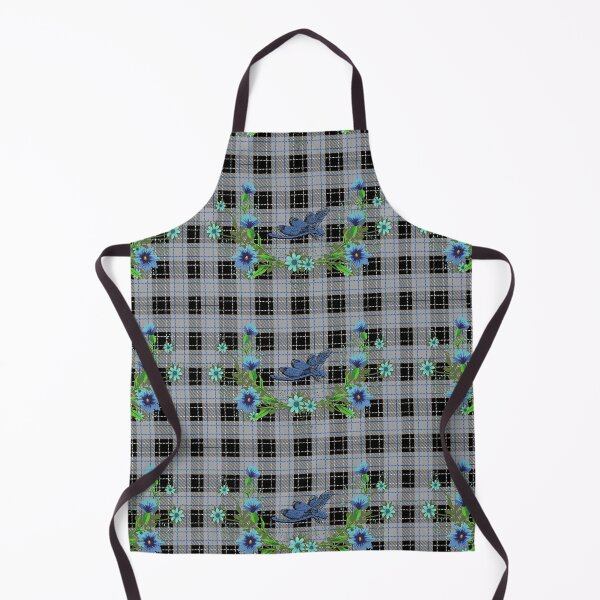 Item preview, Gray Dragonfly Tartan with Blue Flowers designed and sold by silvaris.