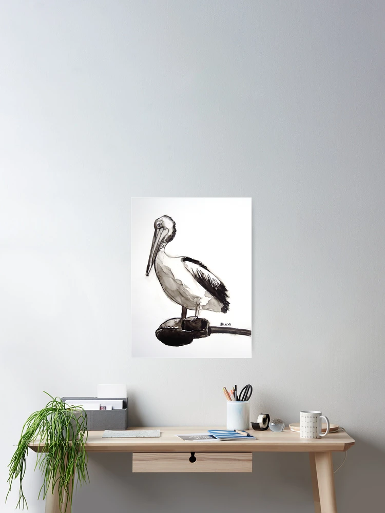 Imagen 2 de 3, Póster con la obra Pelican study on yupo, diseñada y vendida por Dianne Ilka.