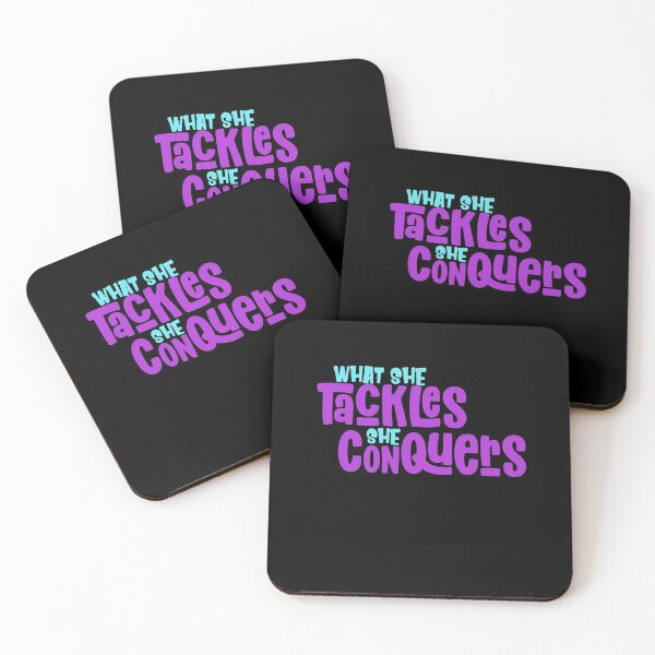 Item preview, What She Tackles She Conquers Girls Motivational Inspiration designed and sold by Zeelicious Designs.