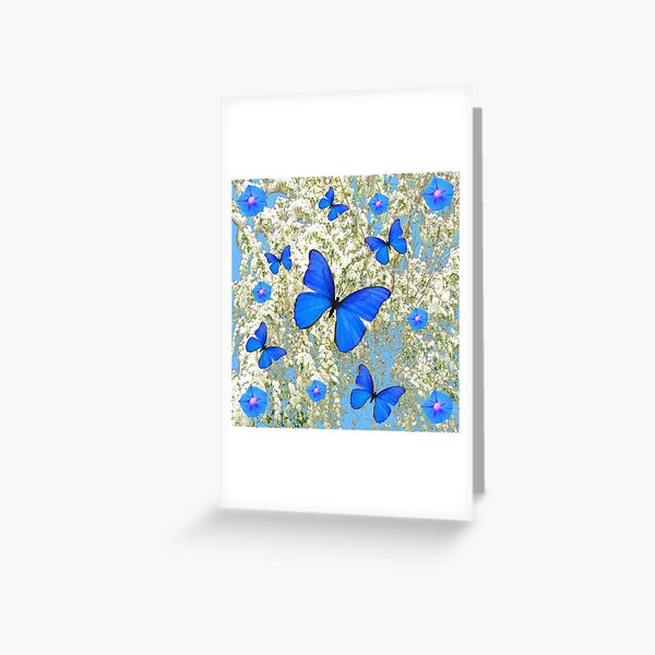 Item preview, BLUE BUTTERFLIES IN WHITE -BLUE GARDEN ART designed and sold by sharlesart.