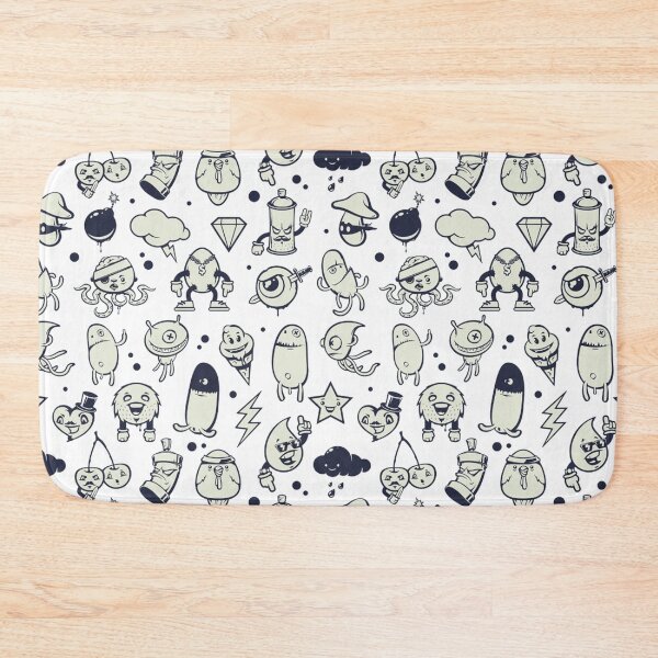 Item preview, Cute Doodle monster characters with white background pattern designed and sold by smARTwork.