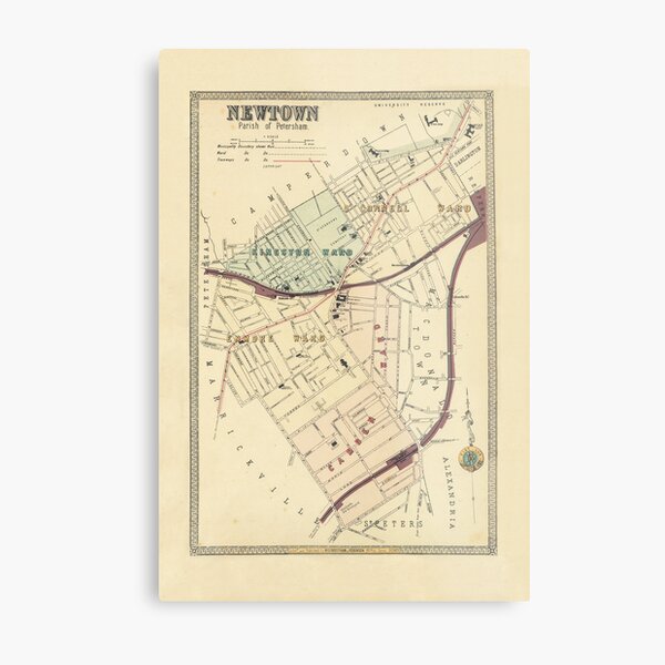 Newtown (Parish of Petersham 1899) – My Inner West Address Map Metal Print