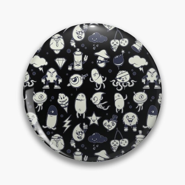 Item preview, Cute Doodle monster characters with black background pattern designed and sold by smARTwork.